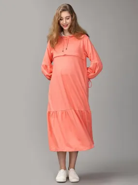 Nectarine Maternity and Nursing Hoodie Tier Dress