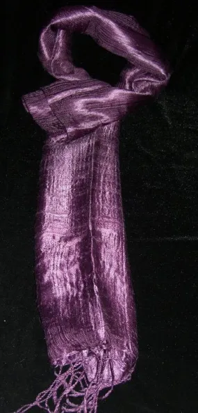 100% Fair Trade Thai Silk Solid Color Scarf Purple