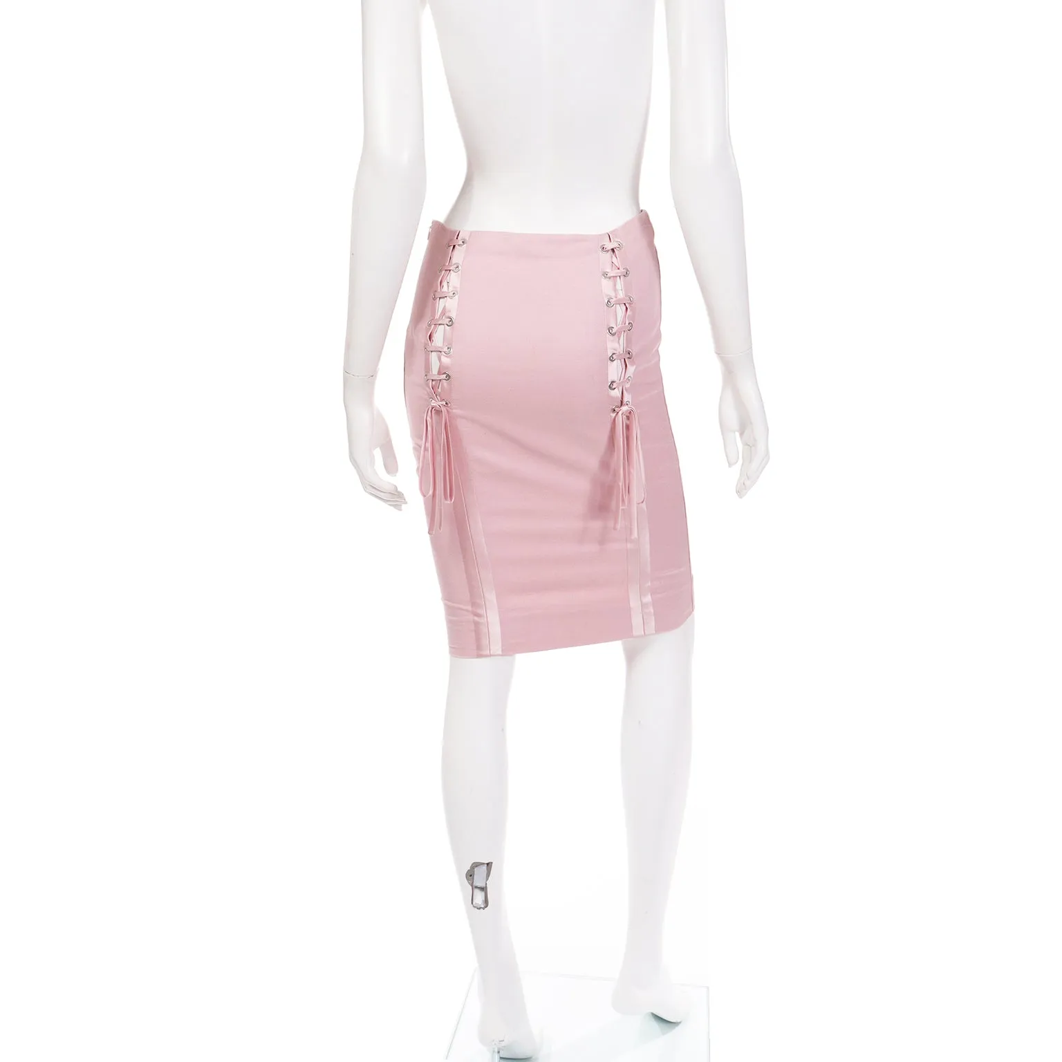 2004 S/S Valentino Garavani Pink Corset Laced Pencil Skirt