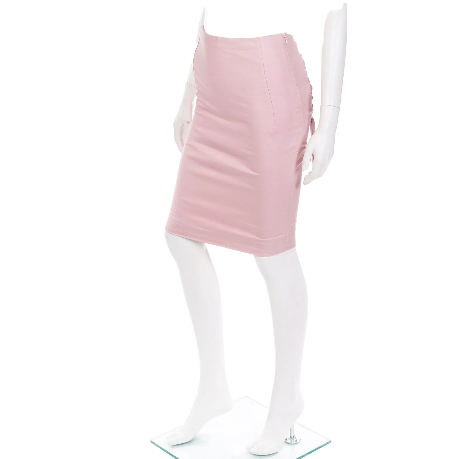 2004 S/S Valentino Garavani Pink Corset Laced Pencil Skirt