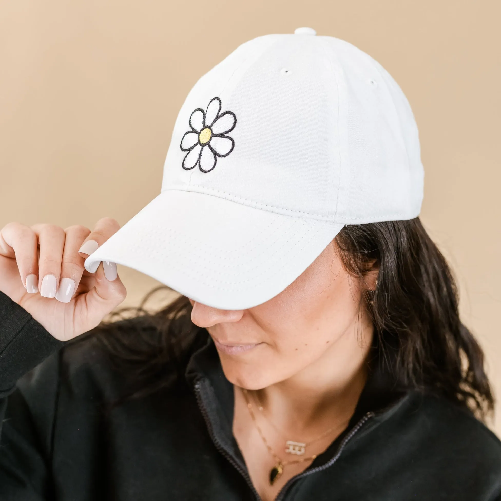 Adult Size - DAISY - White Baseball Cap