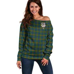 Aiton Tartan Off Shoulder Women Sweater with Family Crest