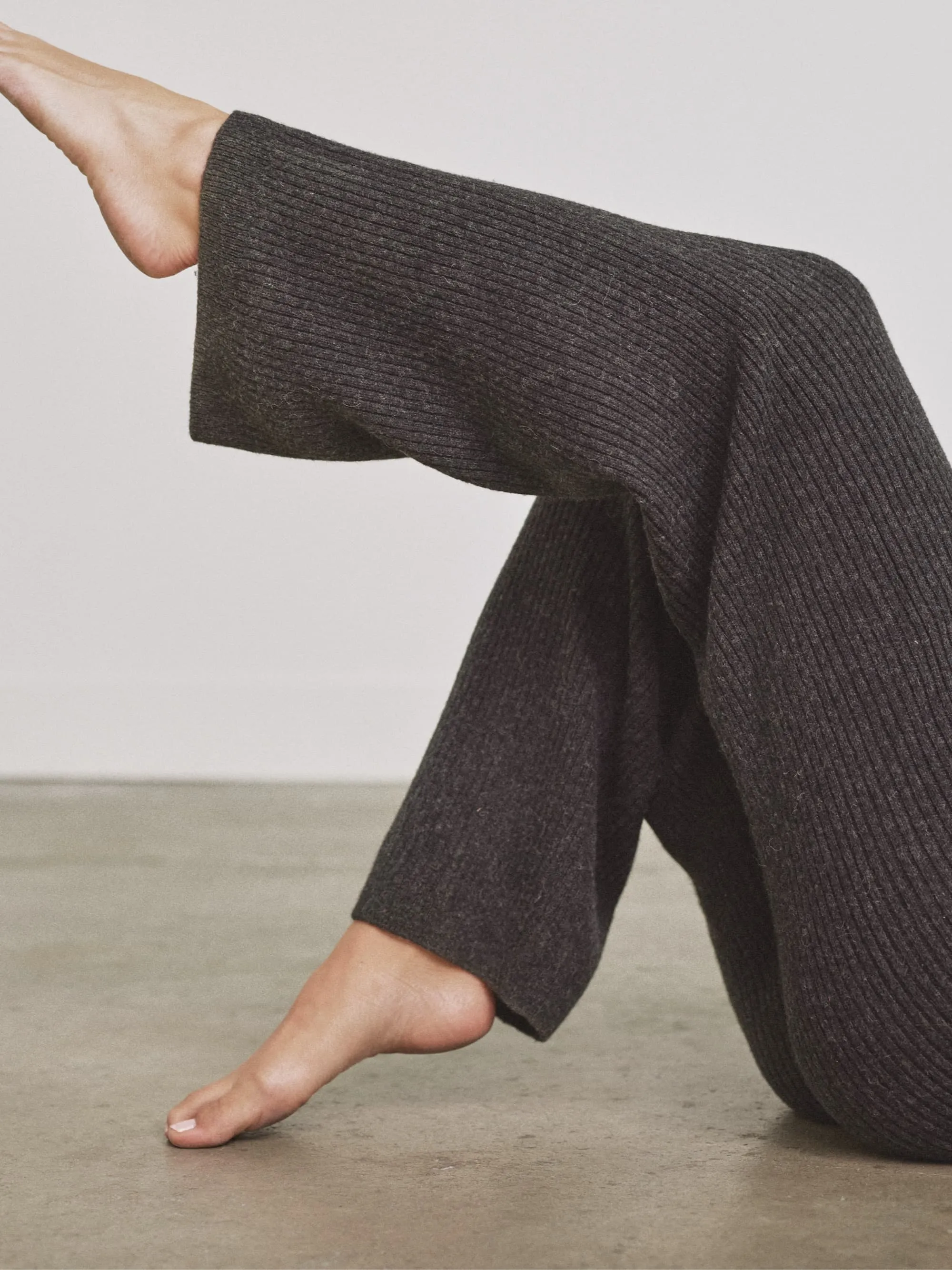 Alpaca Ribbed Wide-Leg Pant