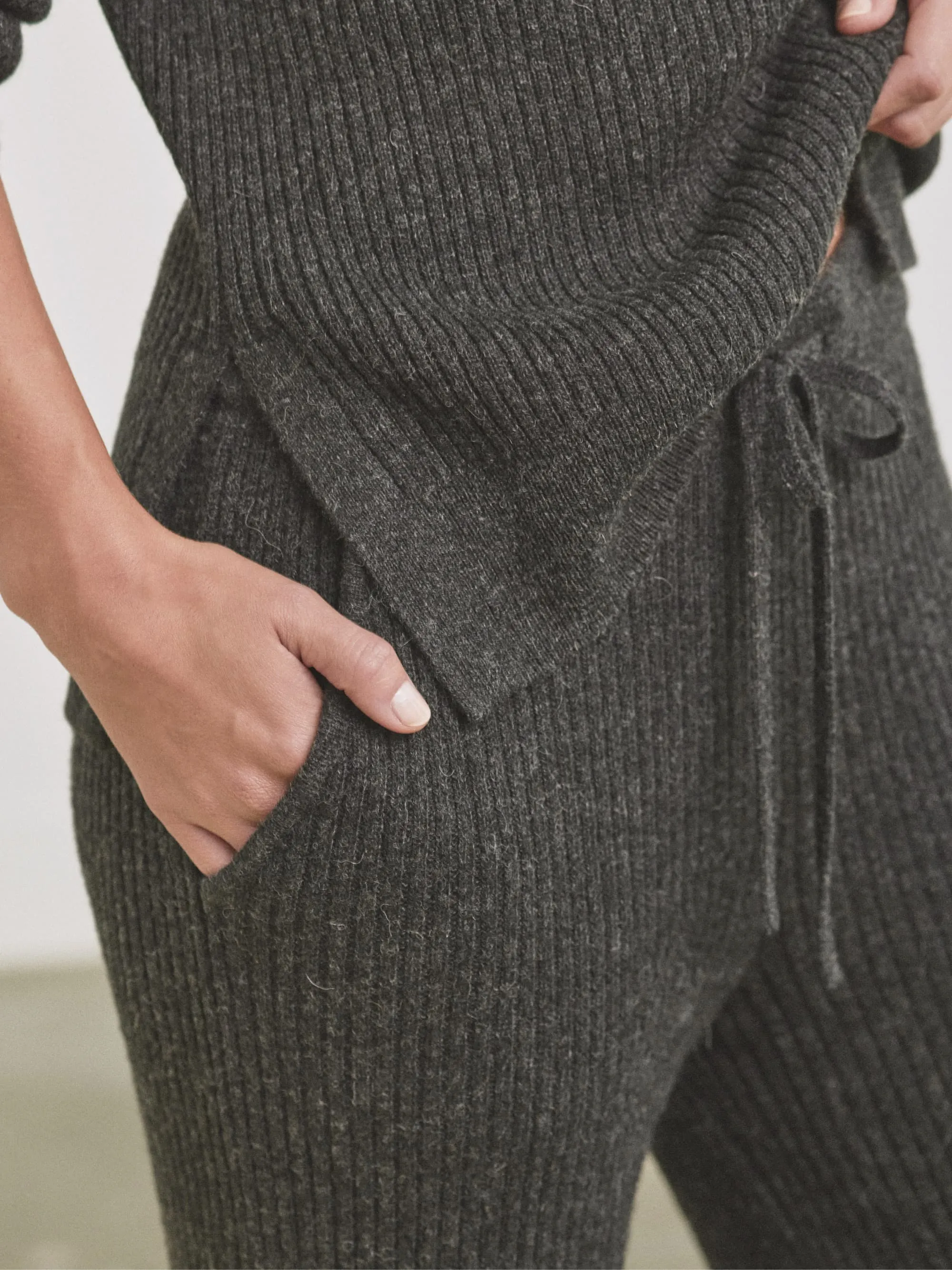 Alpaca Ribbed Wide-Leg Pant