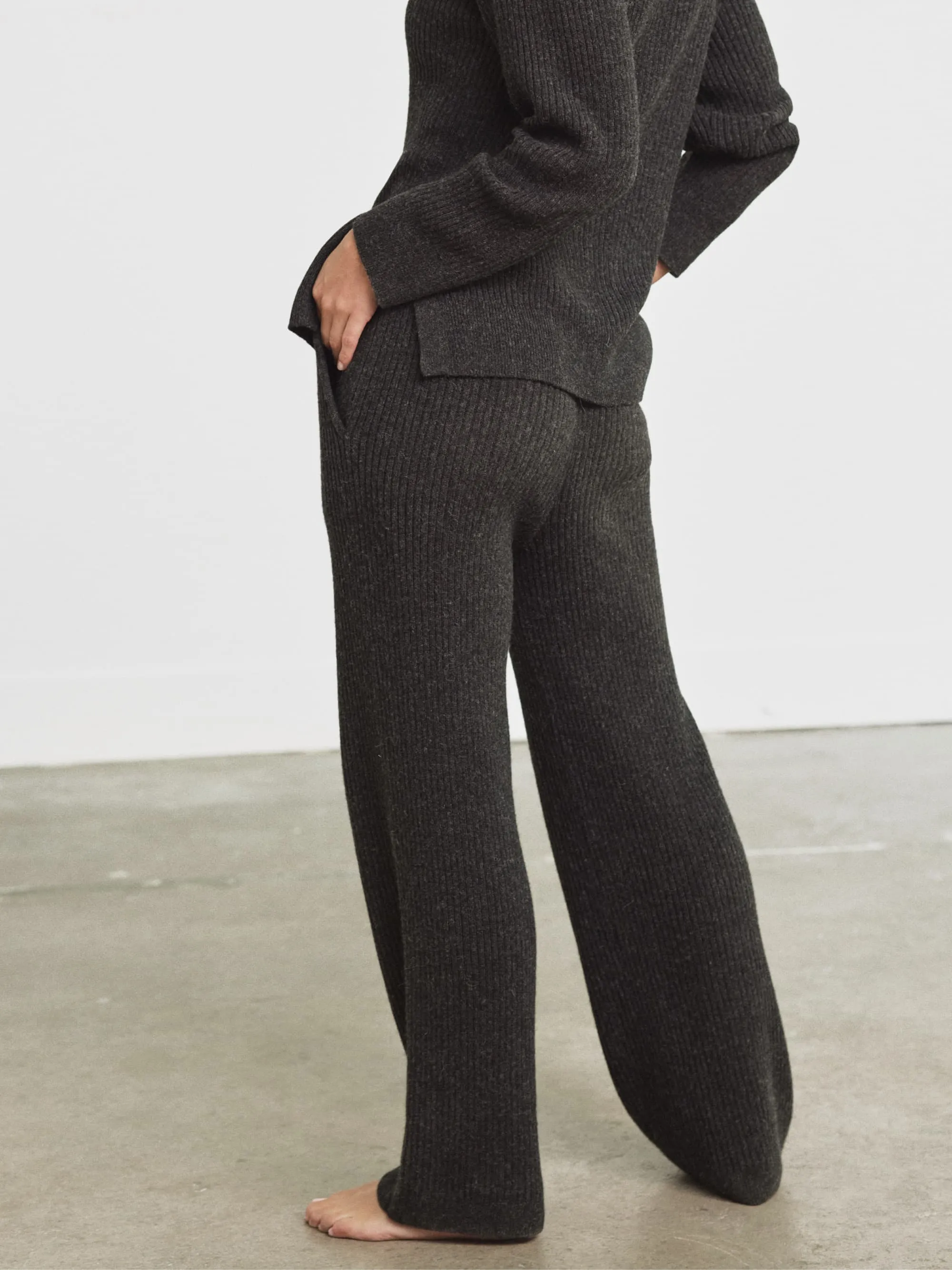 Alpaca Ribbed Wide-Leg Pant