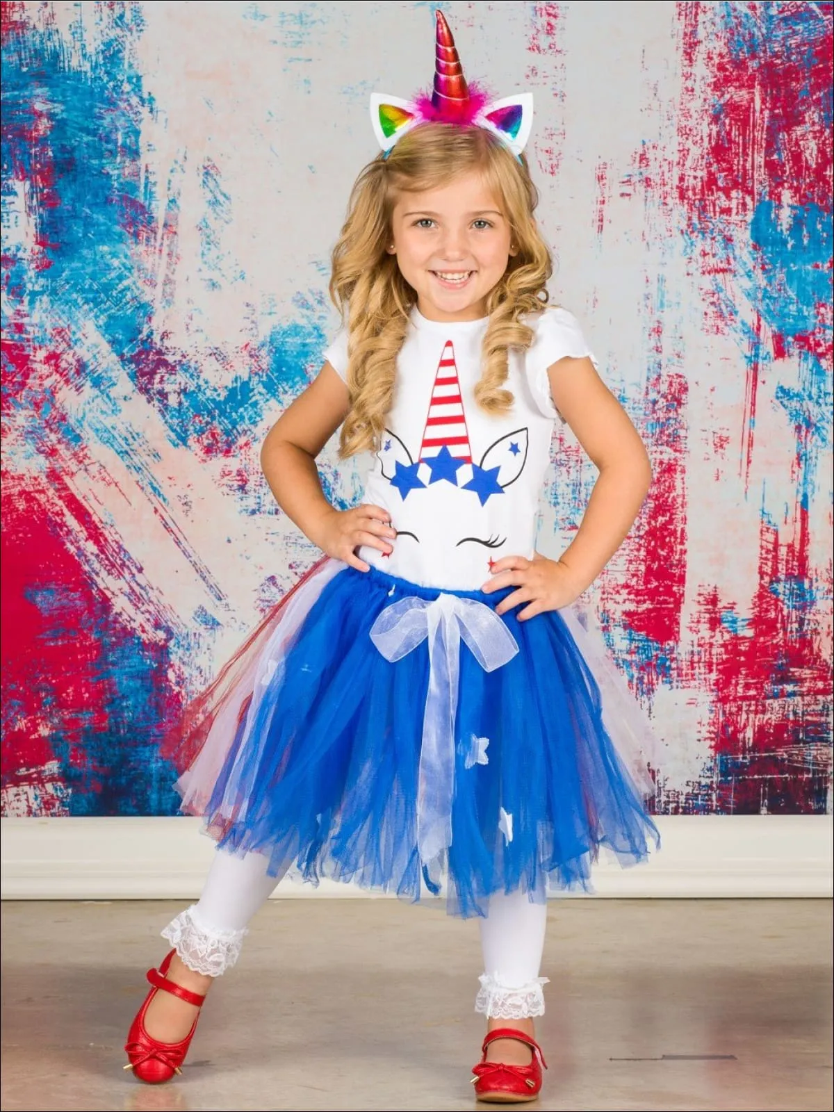 American Unicorn Star Tutu Skirt Set