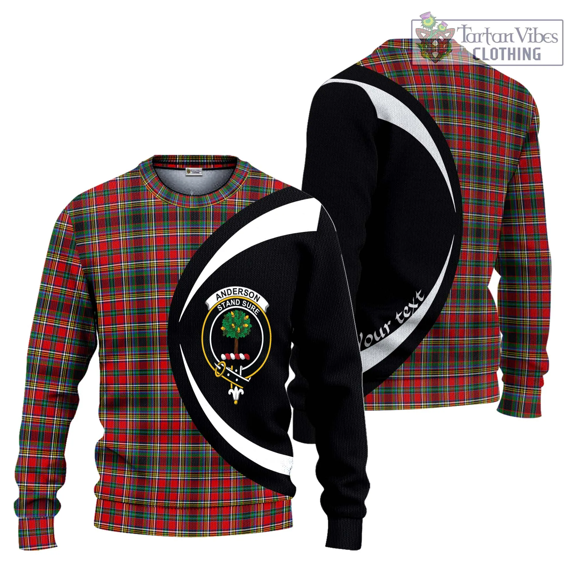 Anderson of Arbrake Tartan Ugly Sweater with Family Crest Circle Style