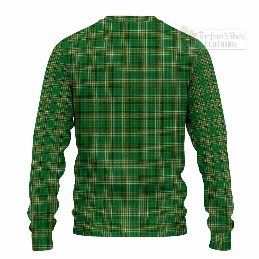 Atkins Irish Clan Tartan Knitted Sweater with Coat of Arms