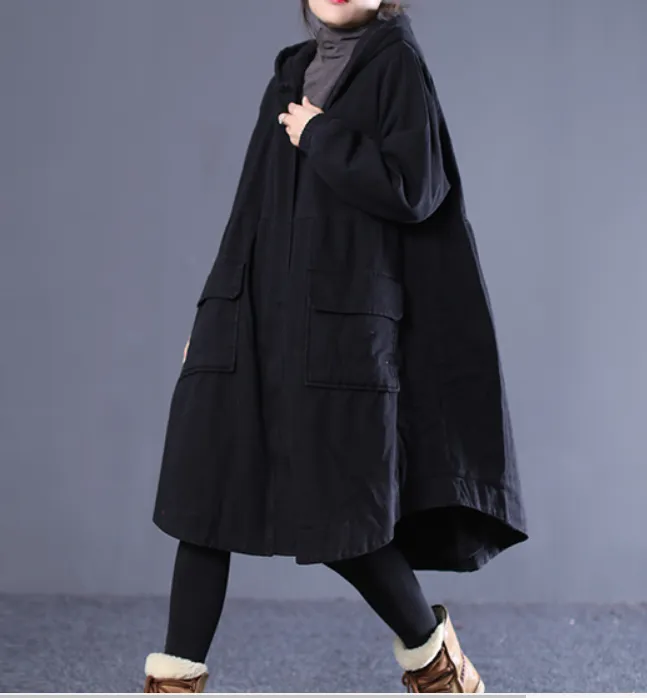 Autumn A-line Long Women Casual Hooded Parka Plus Size Coat Jacket JT201002