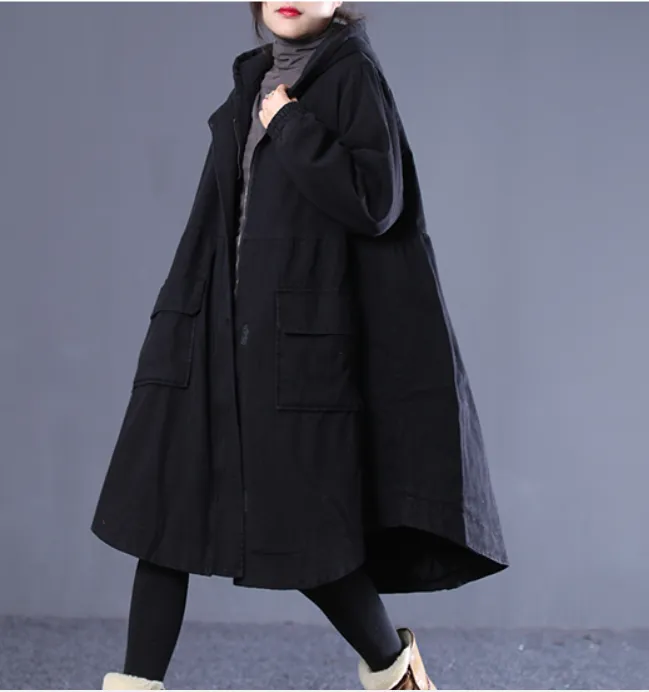 Autumn A-line Long Women Casual Hooded Parka Plus Size Coat Jacket JT201002