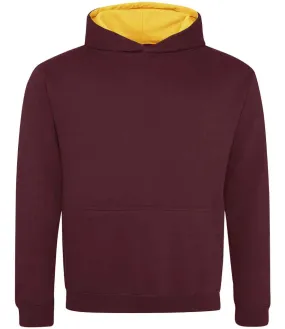 AWDis Kids Varsity Hoodie | Burgundy/Gold