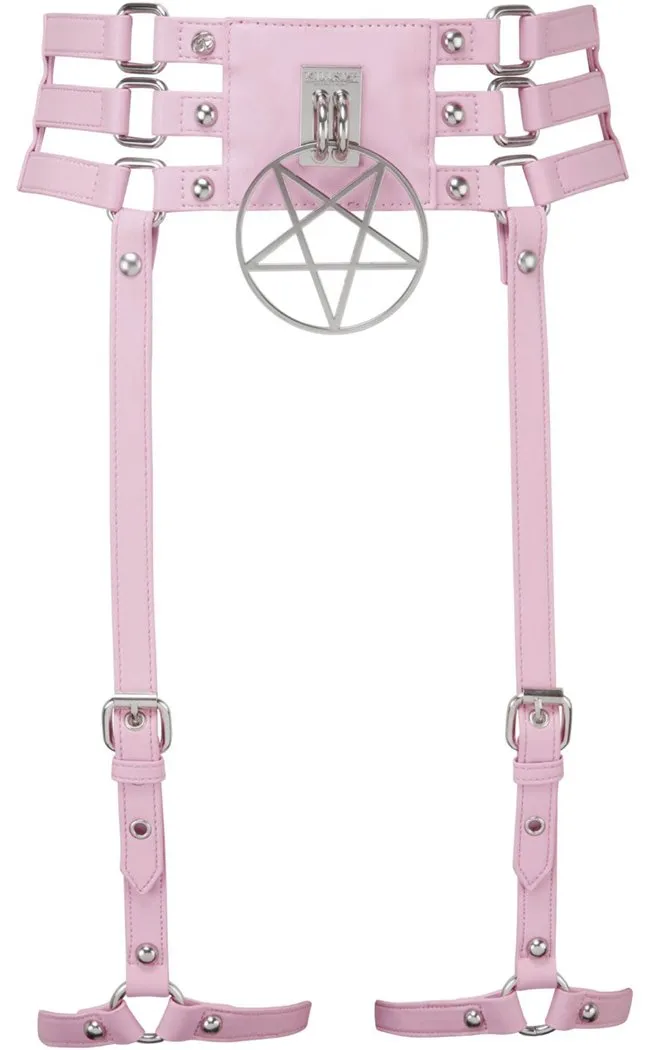 Baby Hex Suspender Belt | Pastel Pink [Plus-Size]