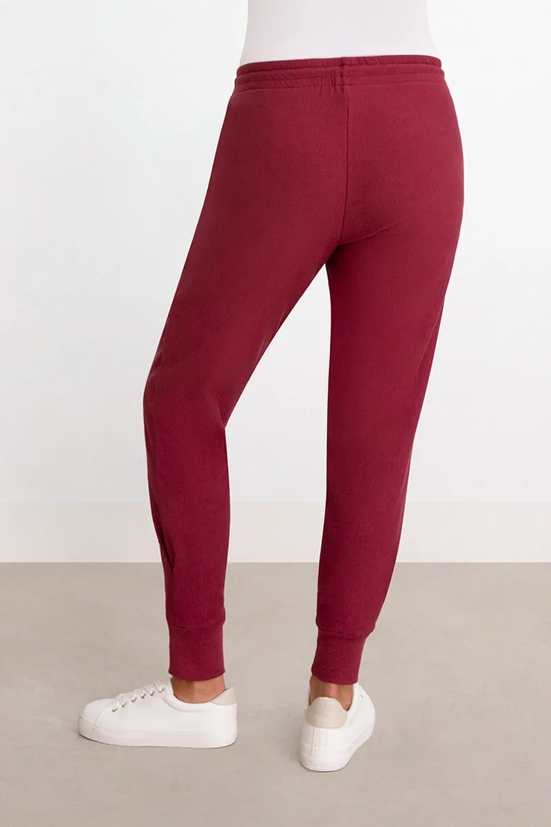 Bamboo Fleece Pleat Hem Jogger | Cherry