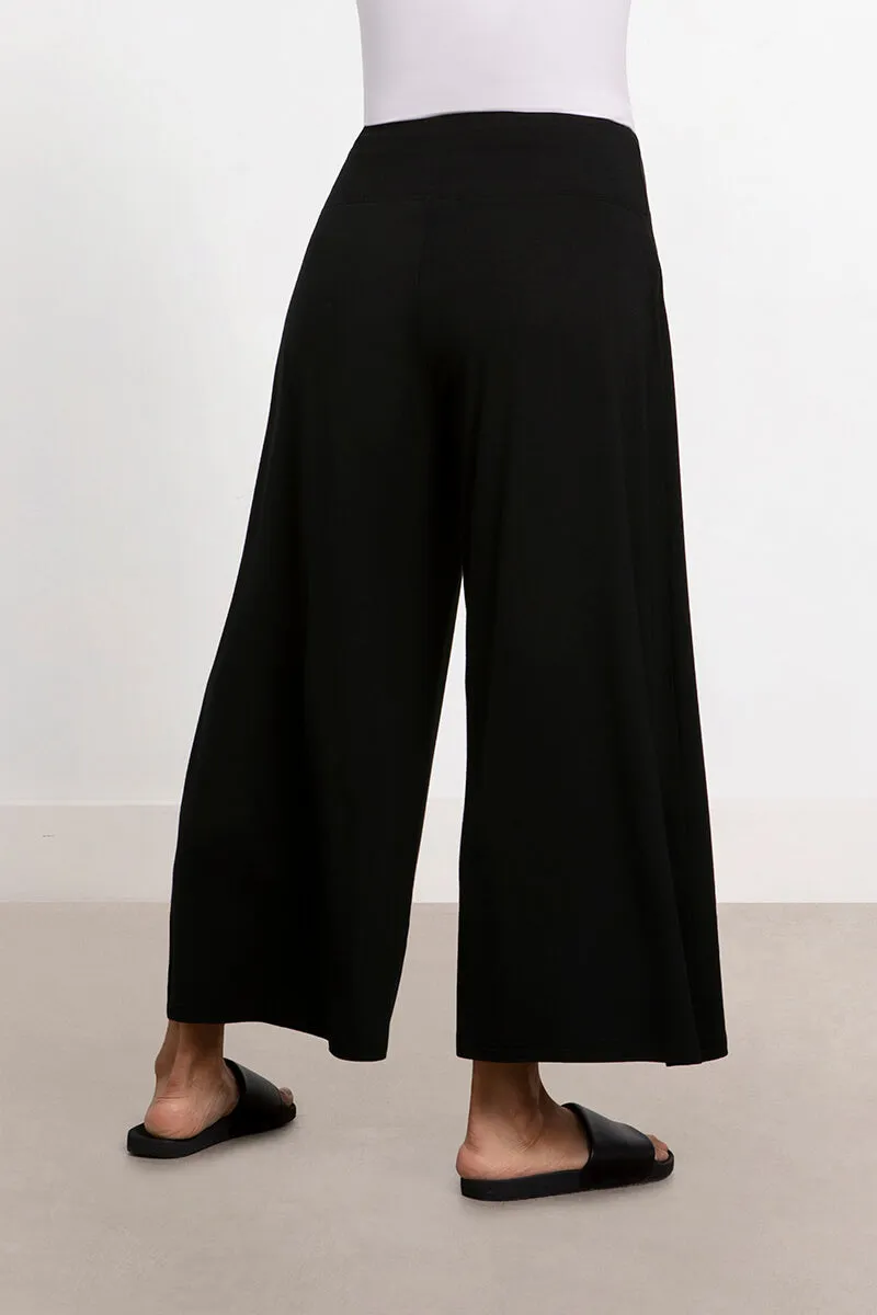 Bamboo Wide Leg Crop | Black