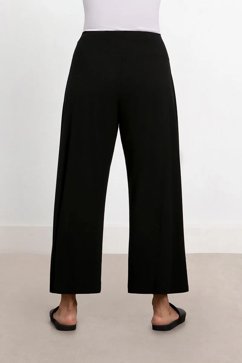 Bamboo Wide Leg Crop | Black