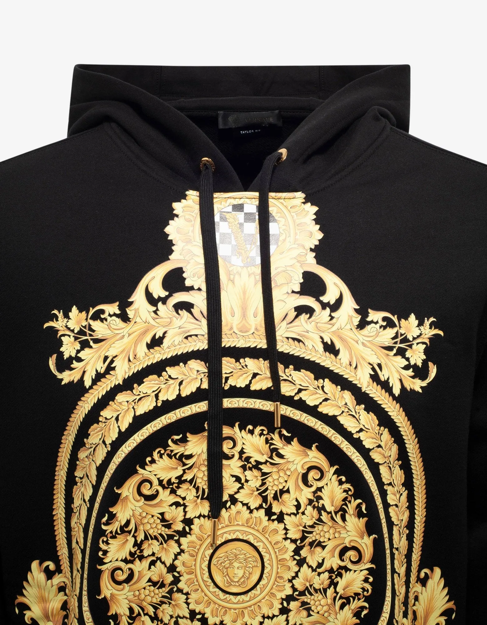 Black Barocco Print Hoodie -