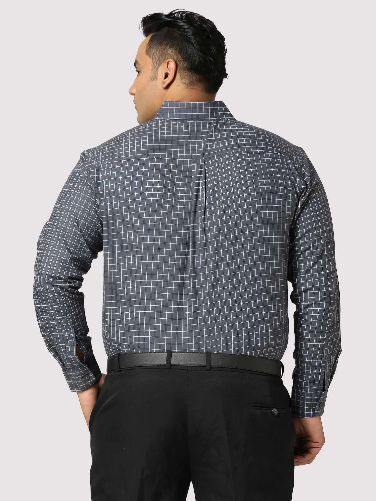 Black Checkered Full Shirt Men's Plus Size