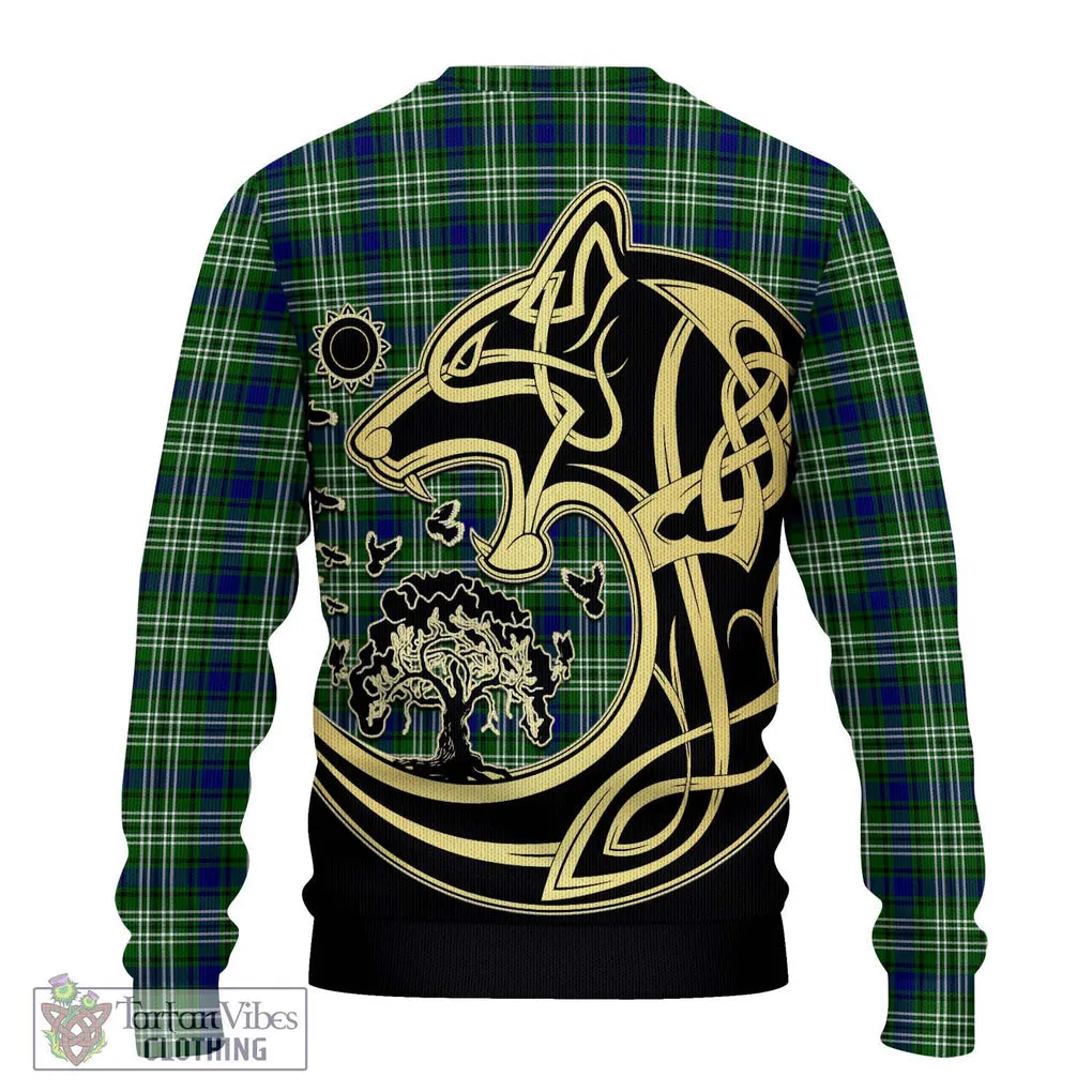 Blackadder Tartan Ugly Sweater with Family Crest Celtic Wolf Style