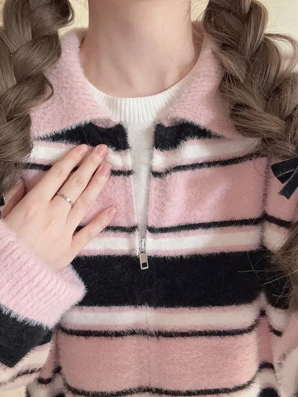 Blackpink faux fur polo oversized sweater