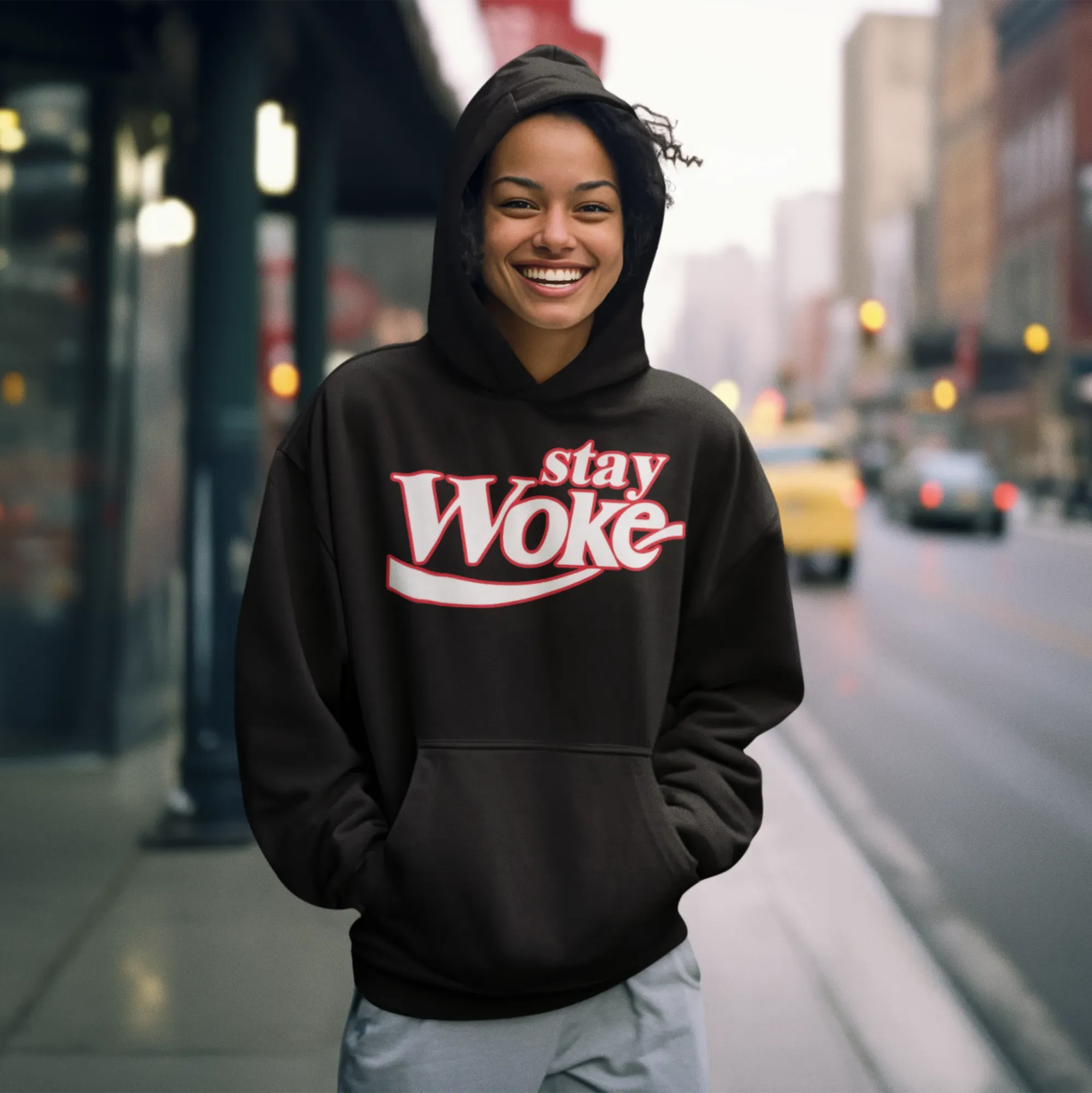 Blended Cotton Midweight Unisex Graphic Hoodie Stay Woke Ultra Soft Pullover