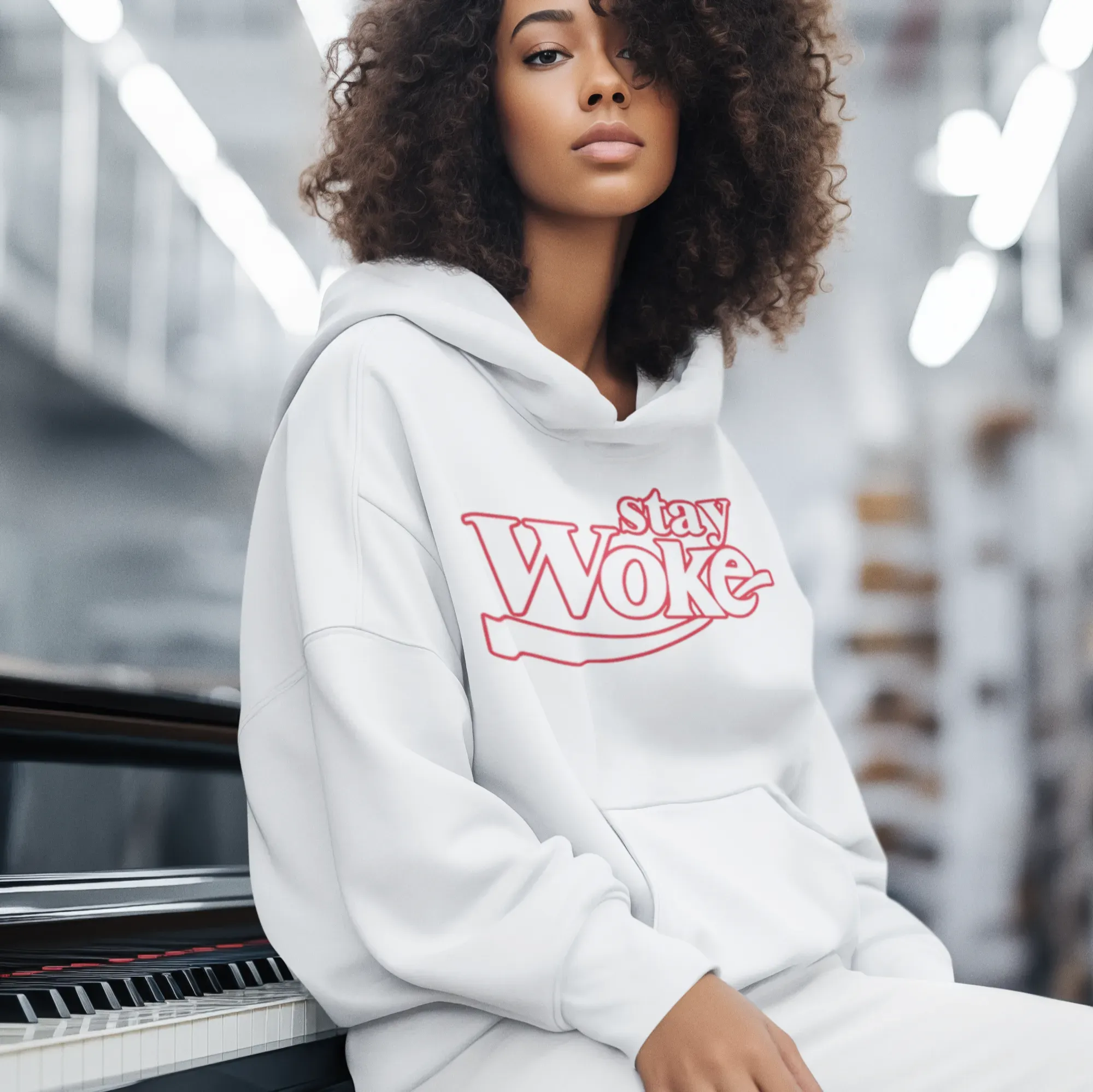 Blended Cotton Midweight Unisex Graphic Hoodie Stay Woke Ultra Soft Pullover