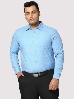 Blue Checkered Full Shirt Men's Plus Size