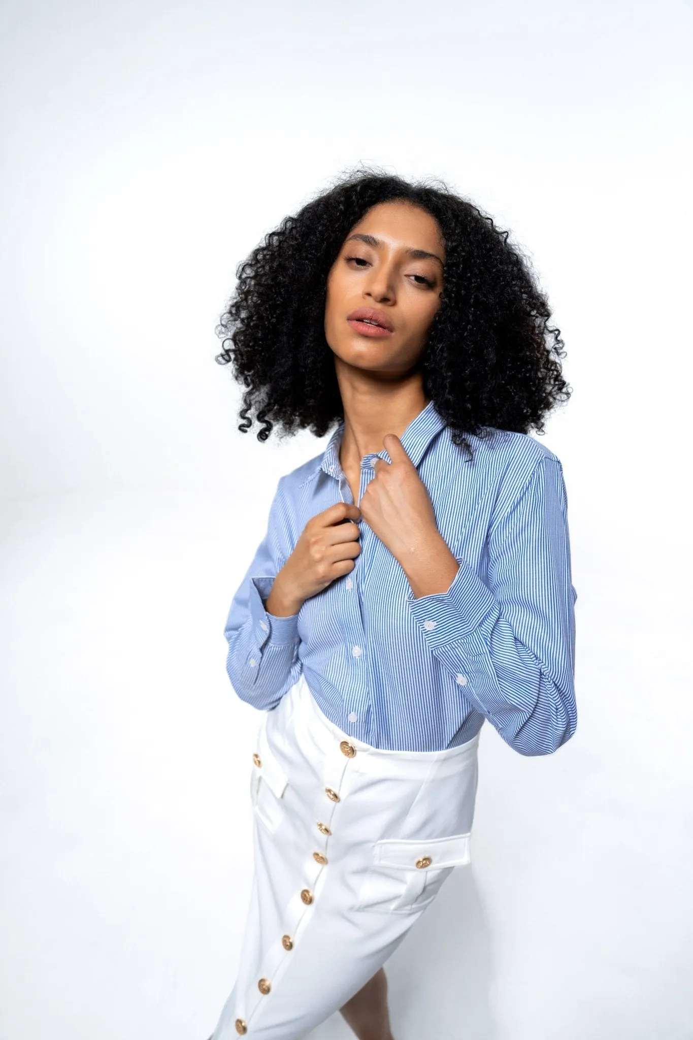 Blue Elegance Shirt & Pencil Skirt Co-Ord Set