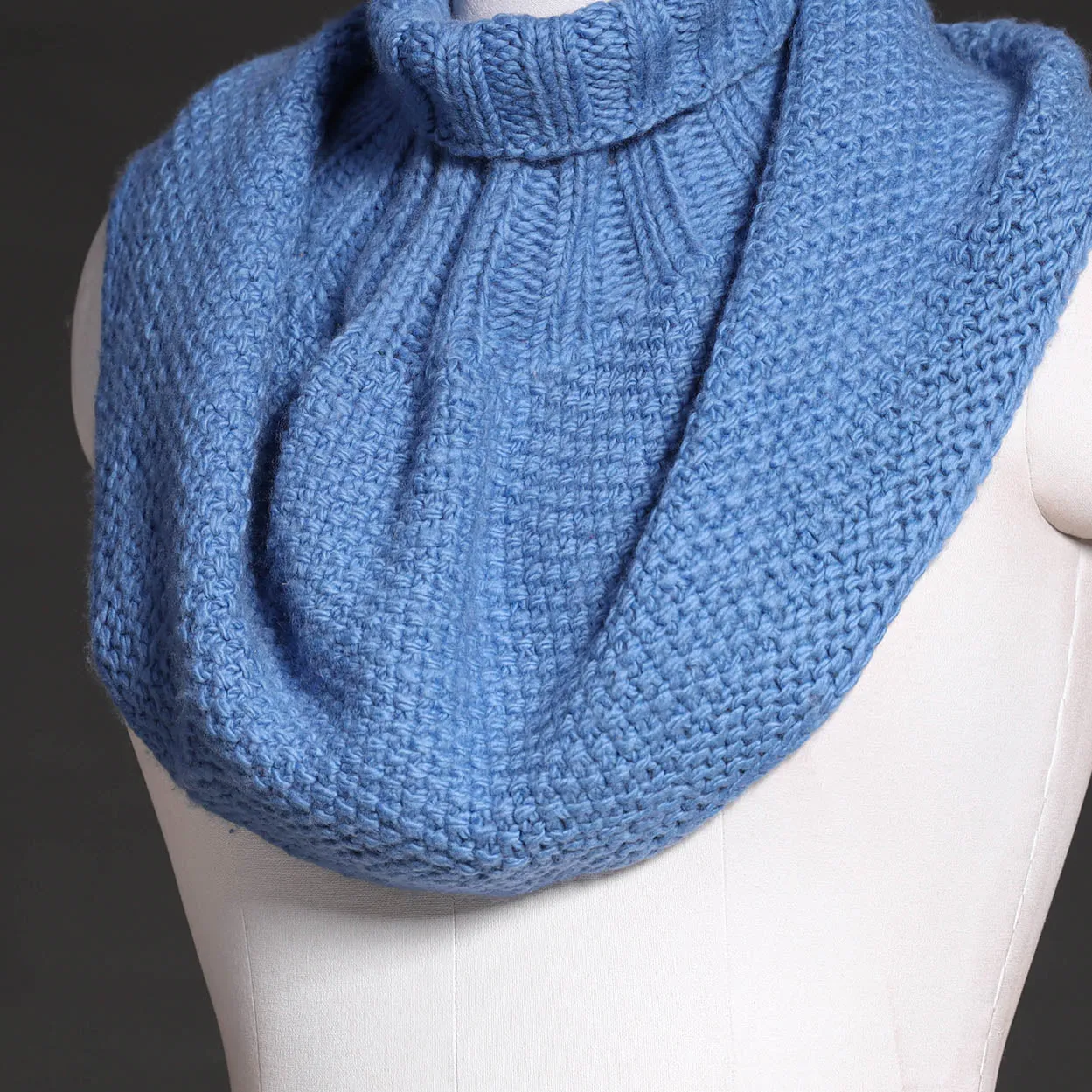 Blue - Kullu Karishma Handwoven Pure Merino Wool Neck Warmer