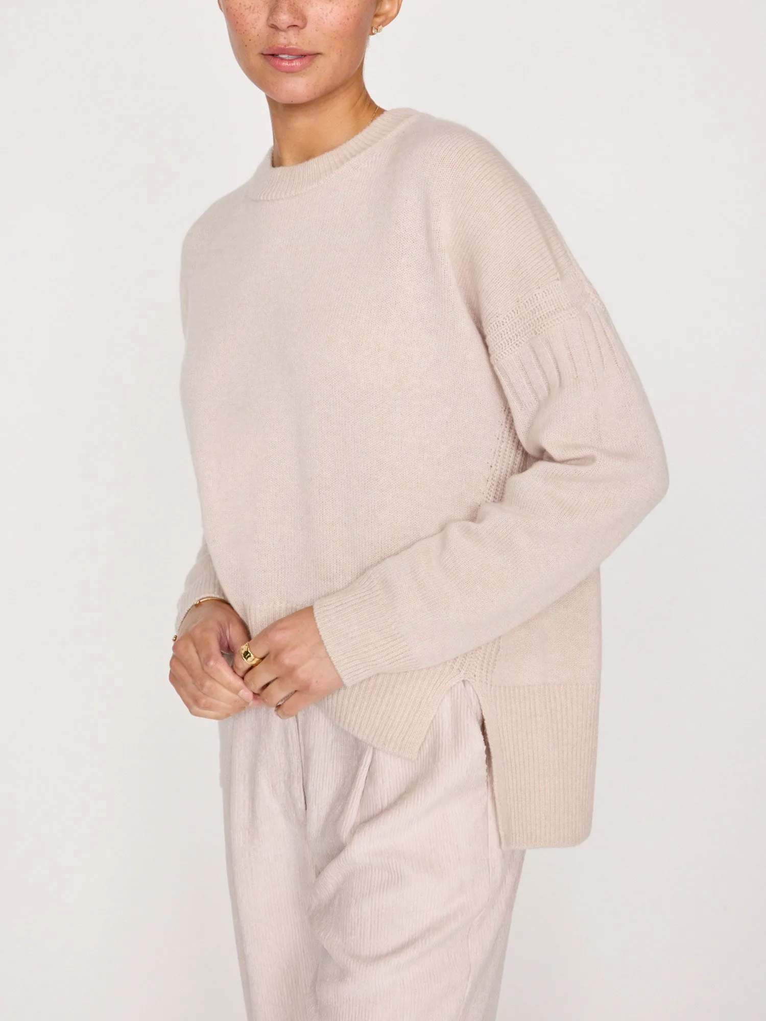 Brochu Walker - Noah Crewneck Sweater in Almond Buff Melange