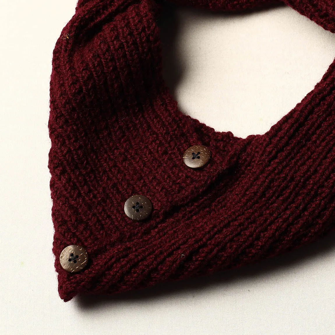 Brown - Kumaun Hand Knitted Woolen Button Cowl