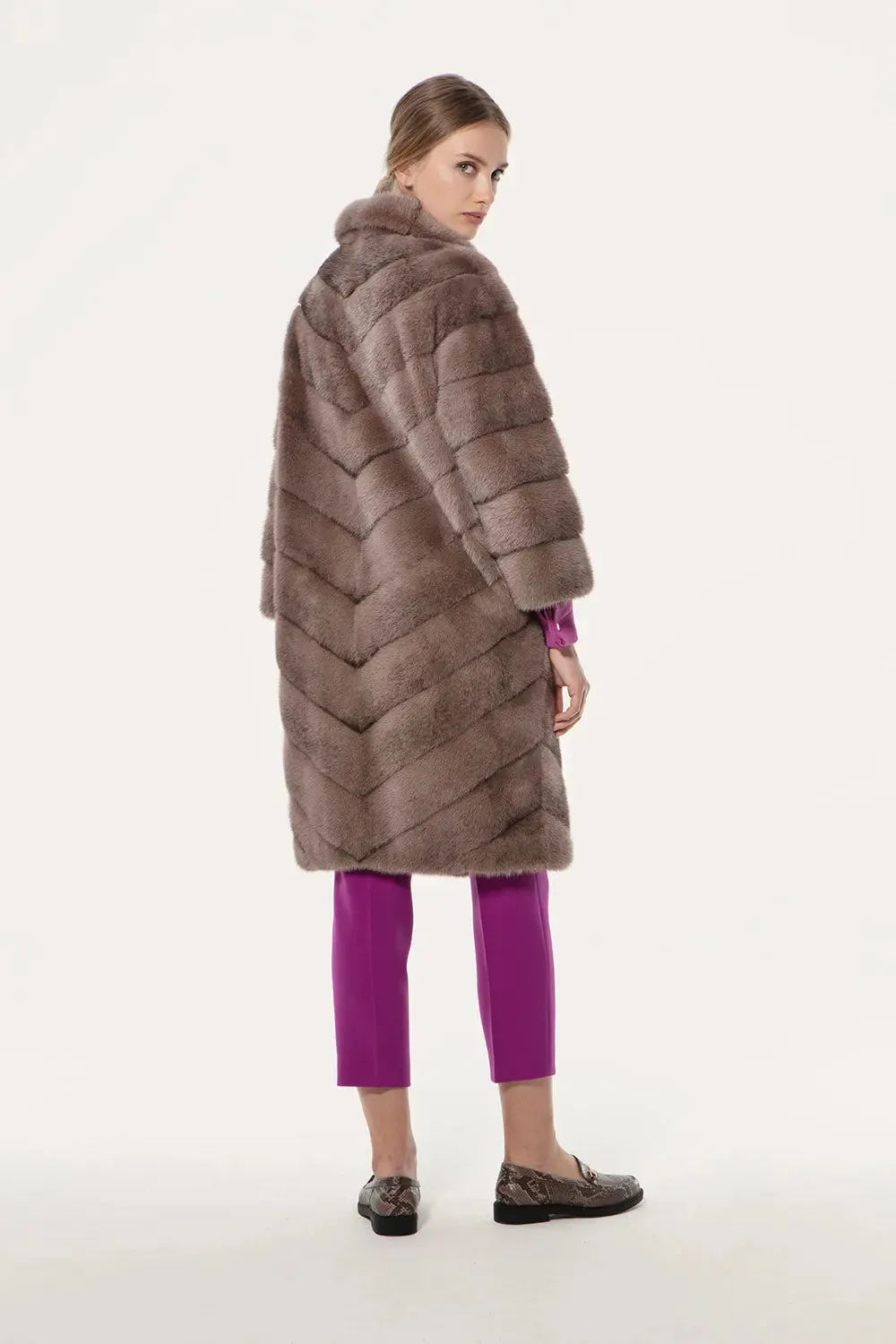 Brown mink fur coat