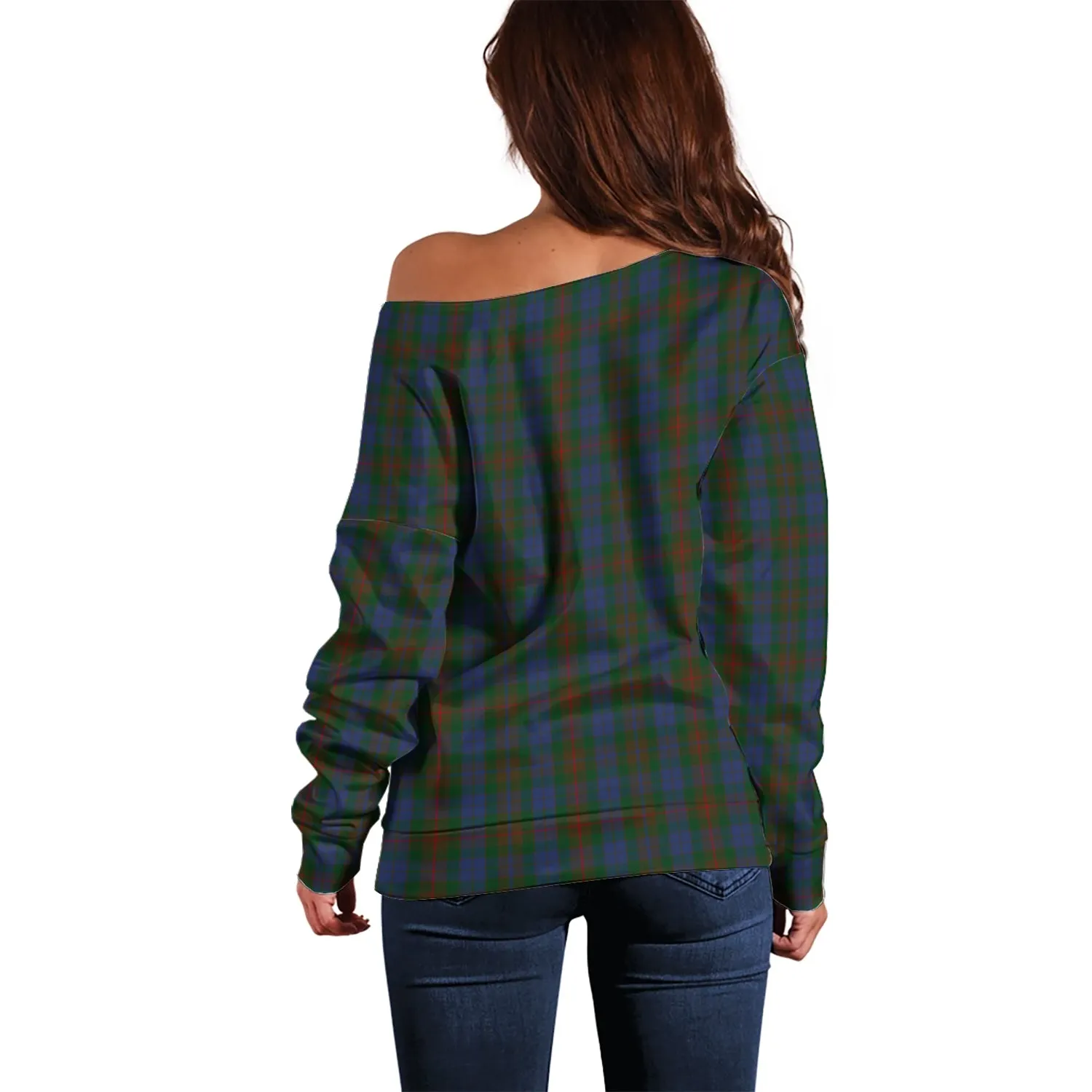 Buchanan Hunting Tartan Off Shoulder Women Sweater