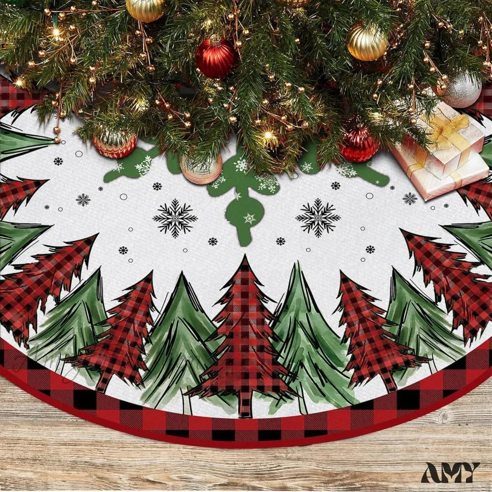 Buffalo Plaid Trees Pencil Tree Skirt - 48"