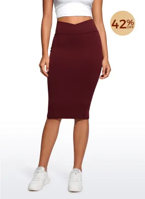 Butterluxe High Waist V Cross Midi Pencil Skirt 26''