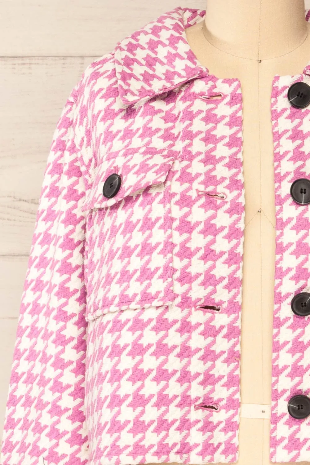 Caltagirone | Cropped Pink Houndstooth Shacket