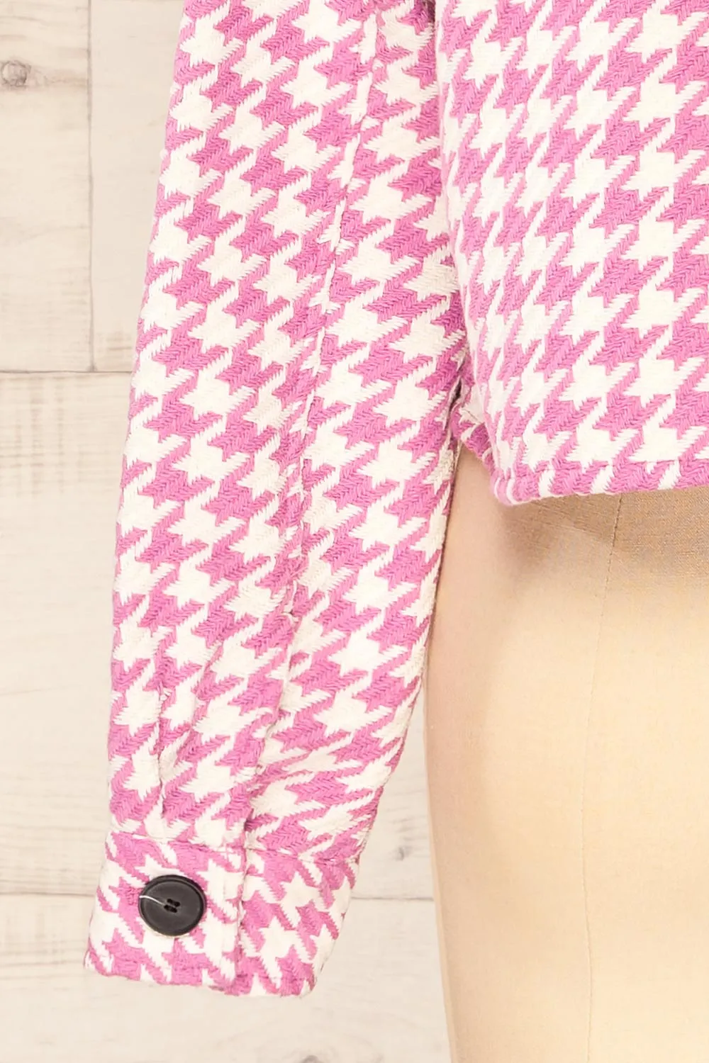 Caltagirone | Cropped Pink Houndstooth Shacket