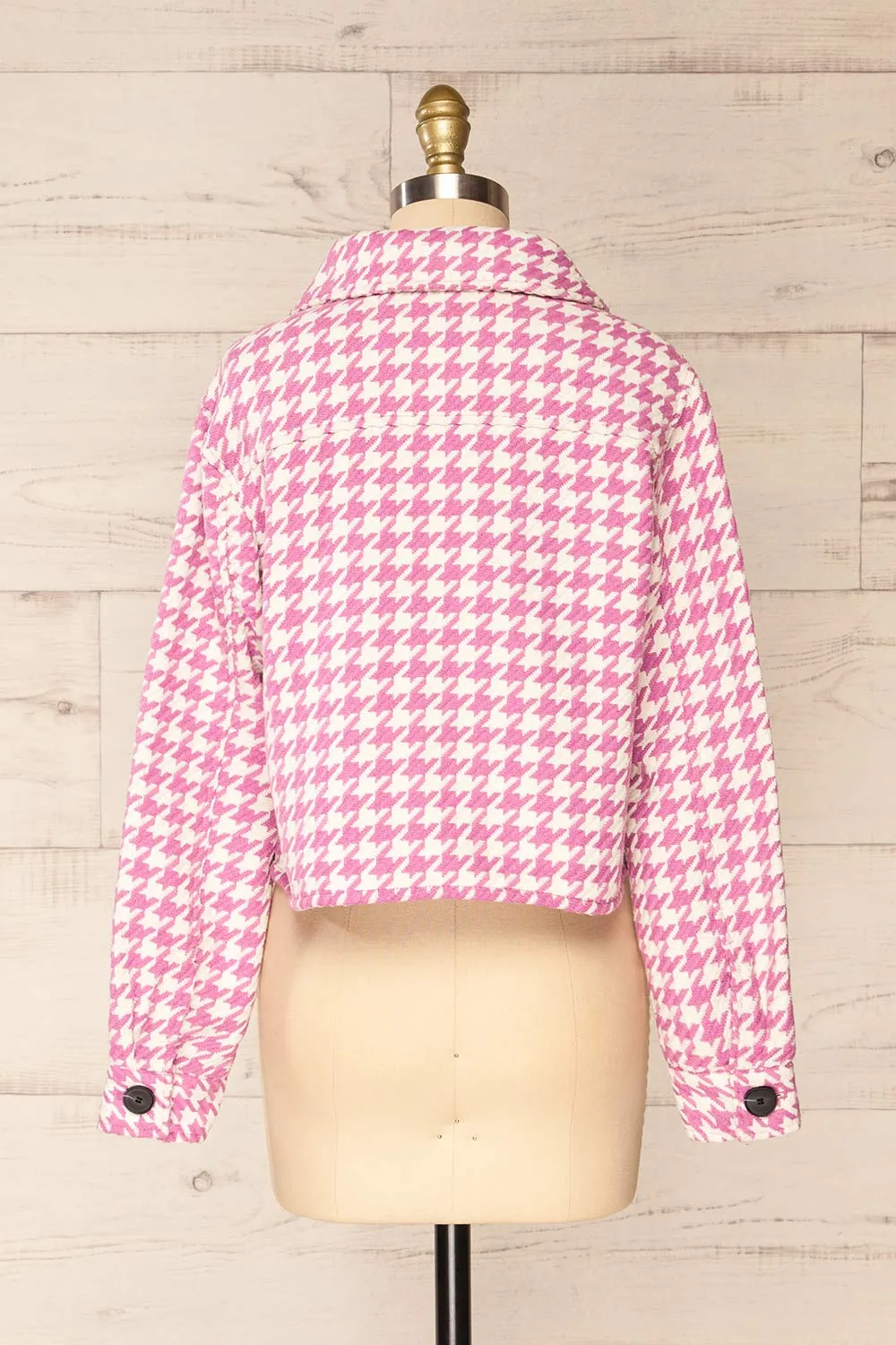 Caltagirone | Cropped Pink Houndstooth Shacket