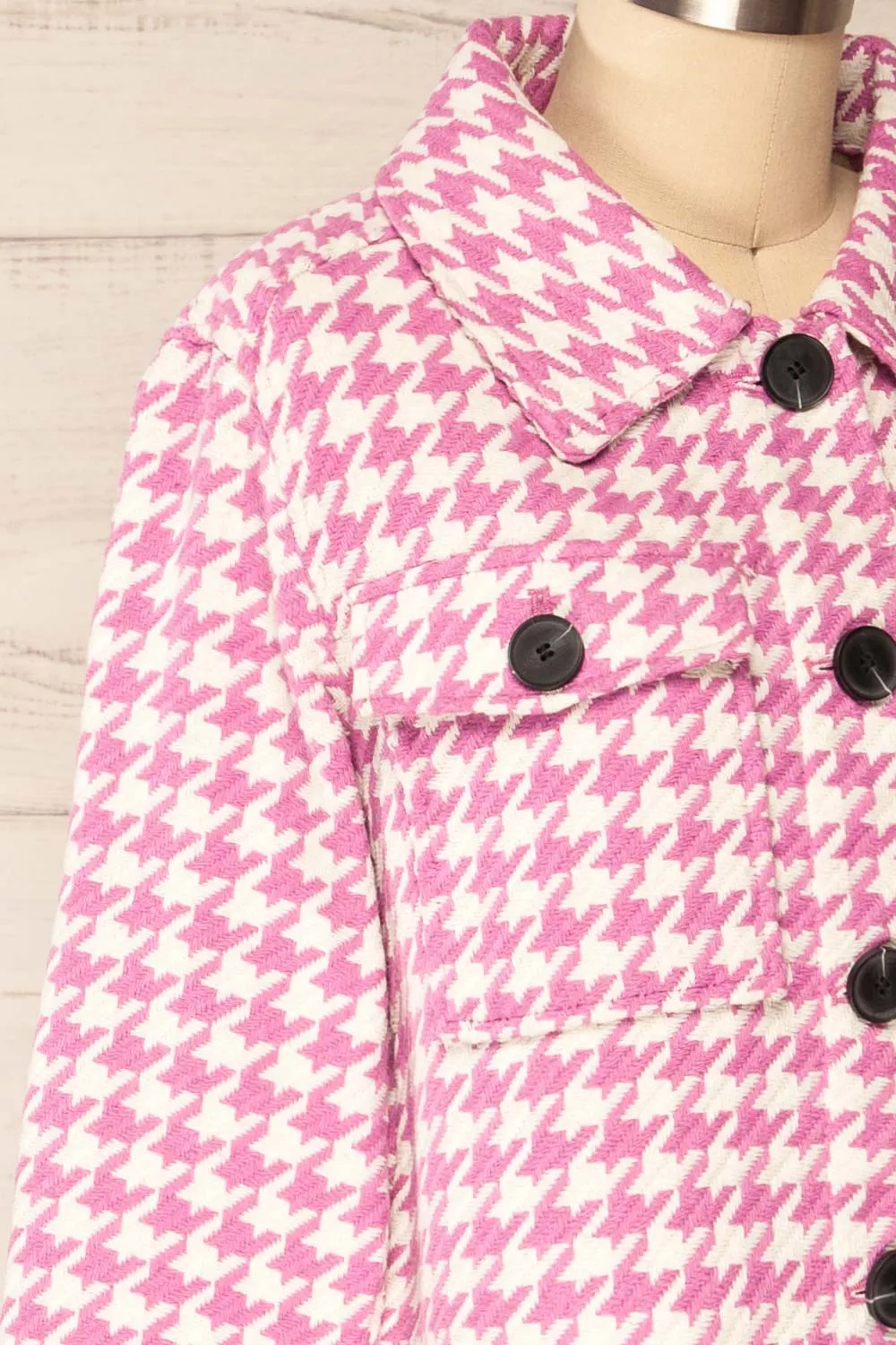 Caltagirone | Cropped Pink Houndstooth Shacket