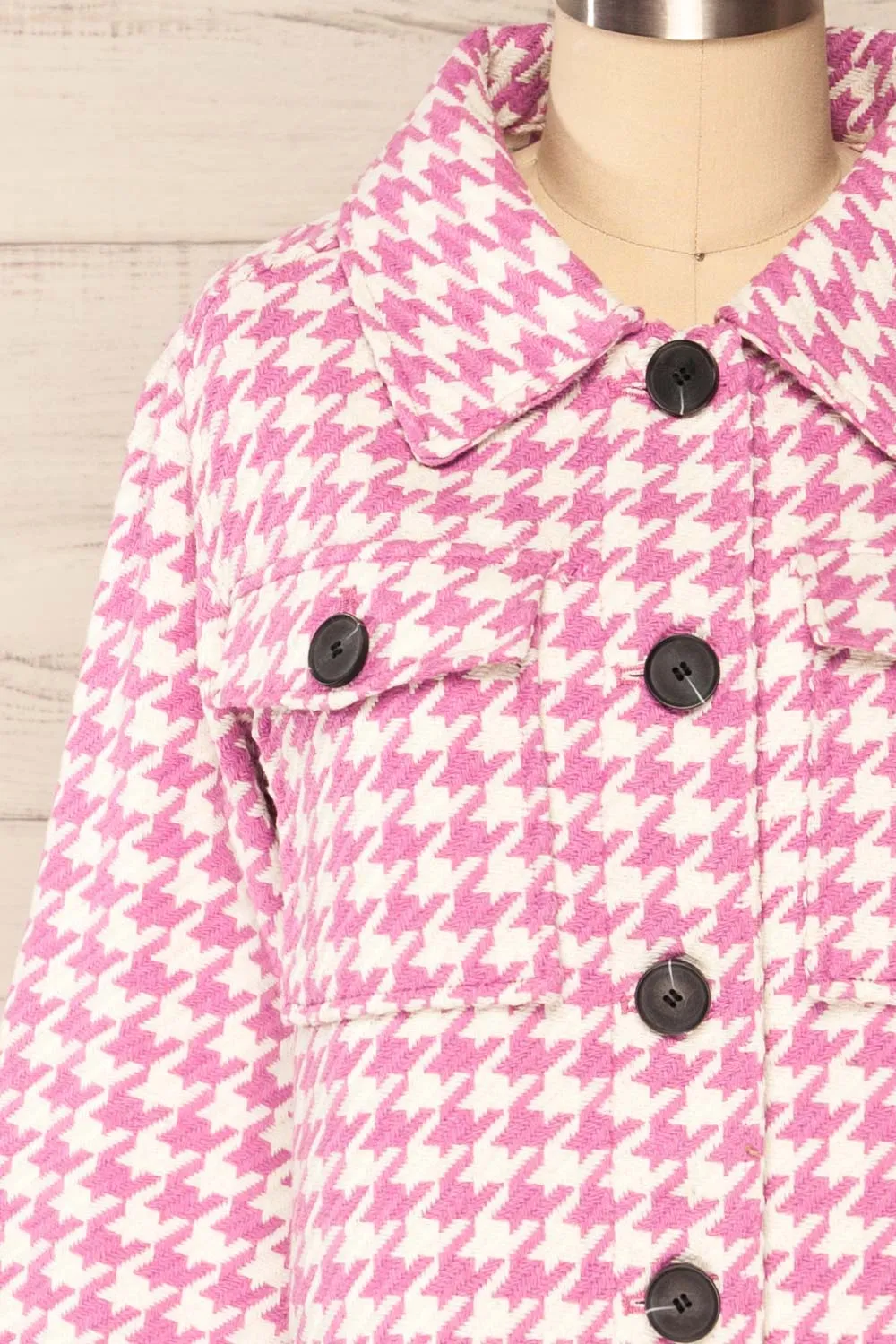 Caltagirone | Cropped Pink Houndstooth Shacket