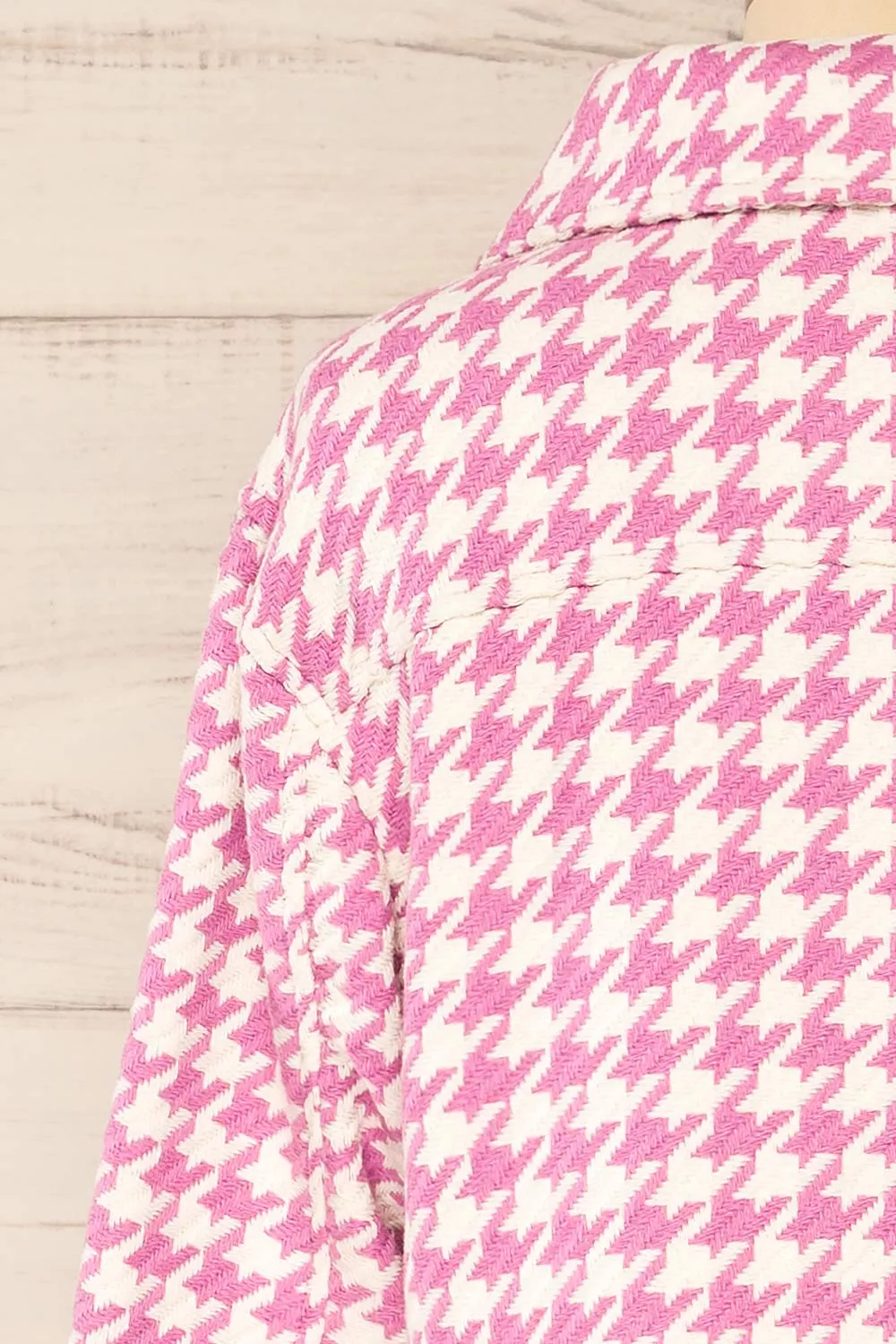 Caltagirone | Cropped Pink Houndstooth Shacket