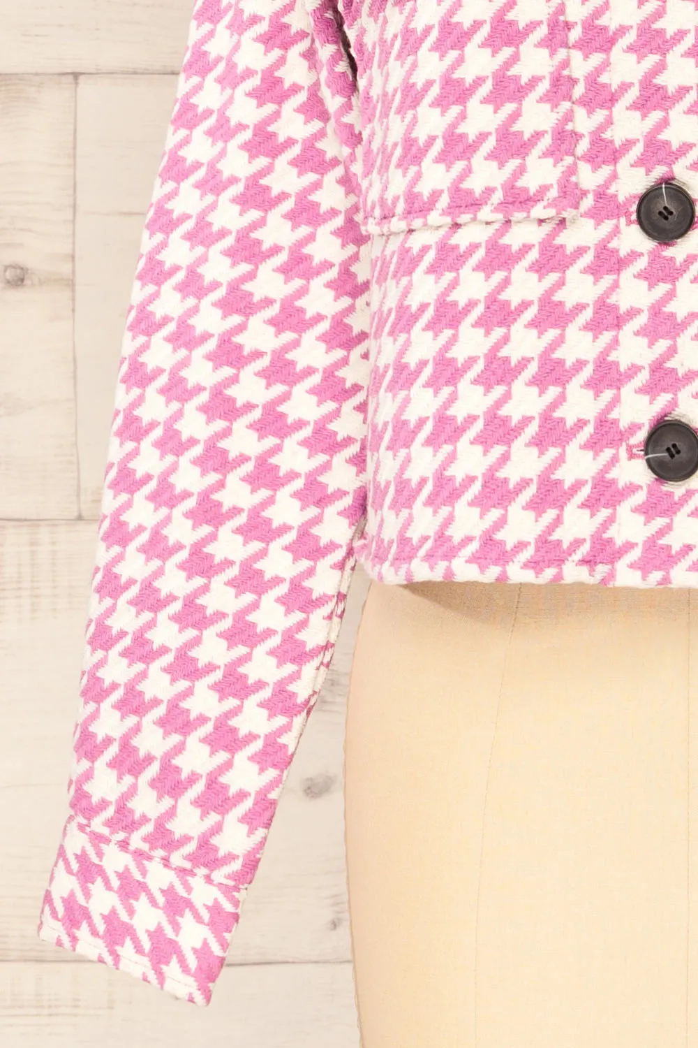 Caltagirone | Cropped Pink Houndstooth Shacket