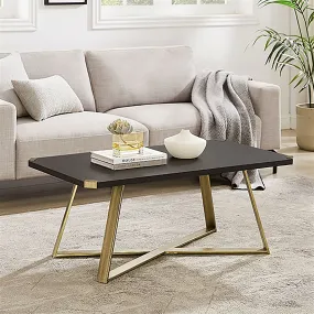 Capri Coffee Table 1100mm Gold Metal Leg and Metal Highlights Black Oak by Criterion™