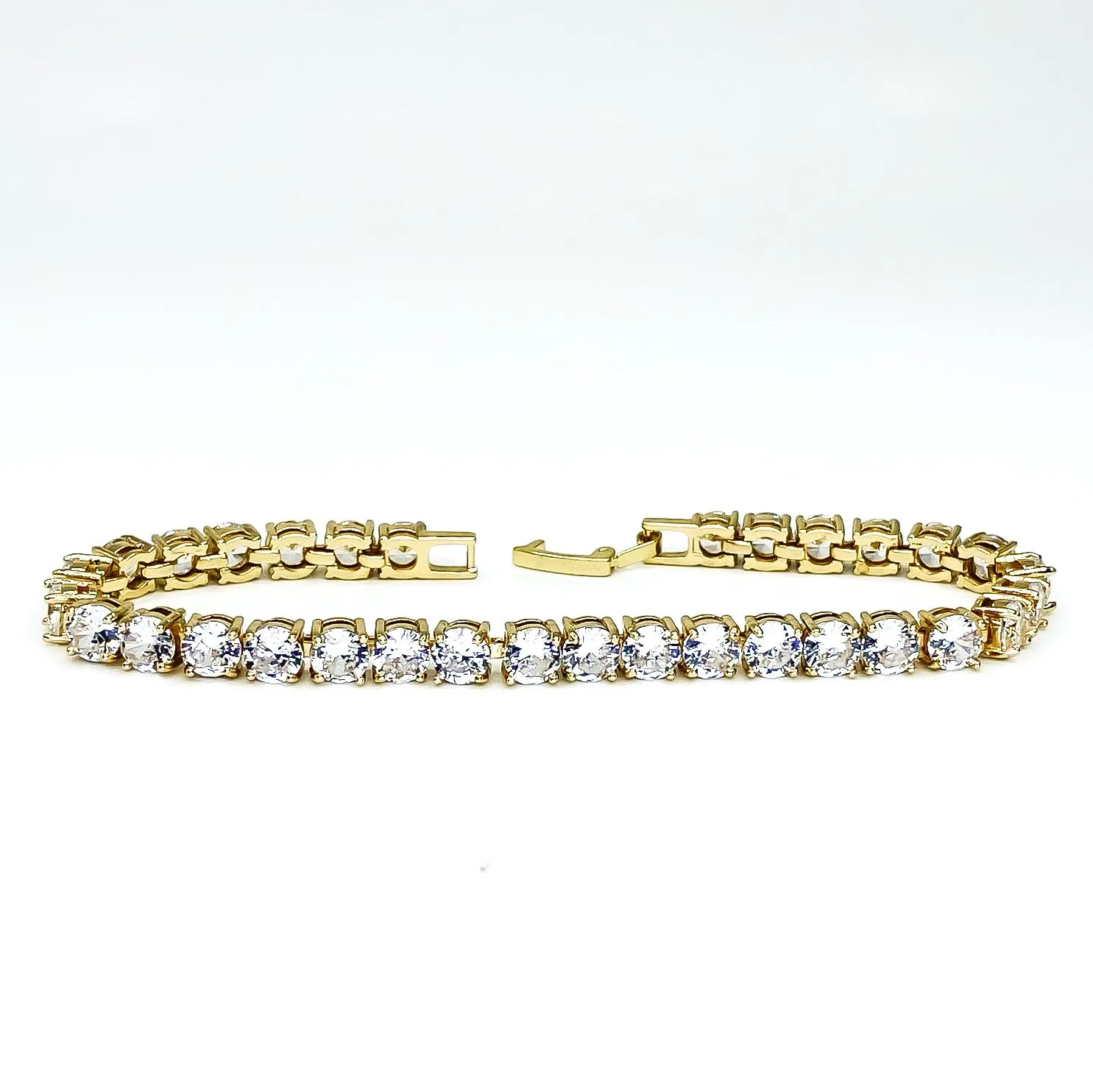 Cassidy Clear Round Gold Tennis Bracelet – 7in | 10ct