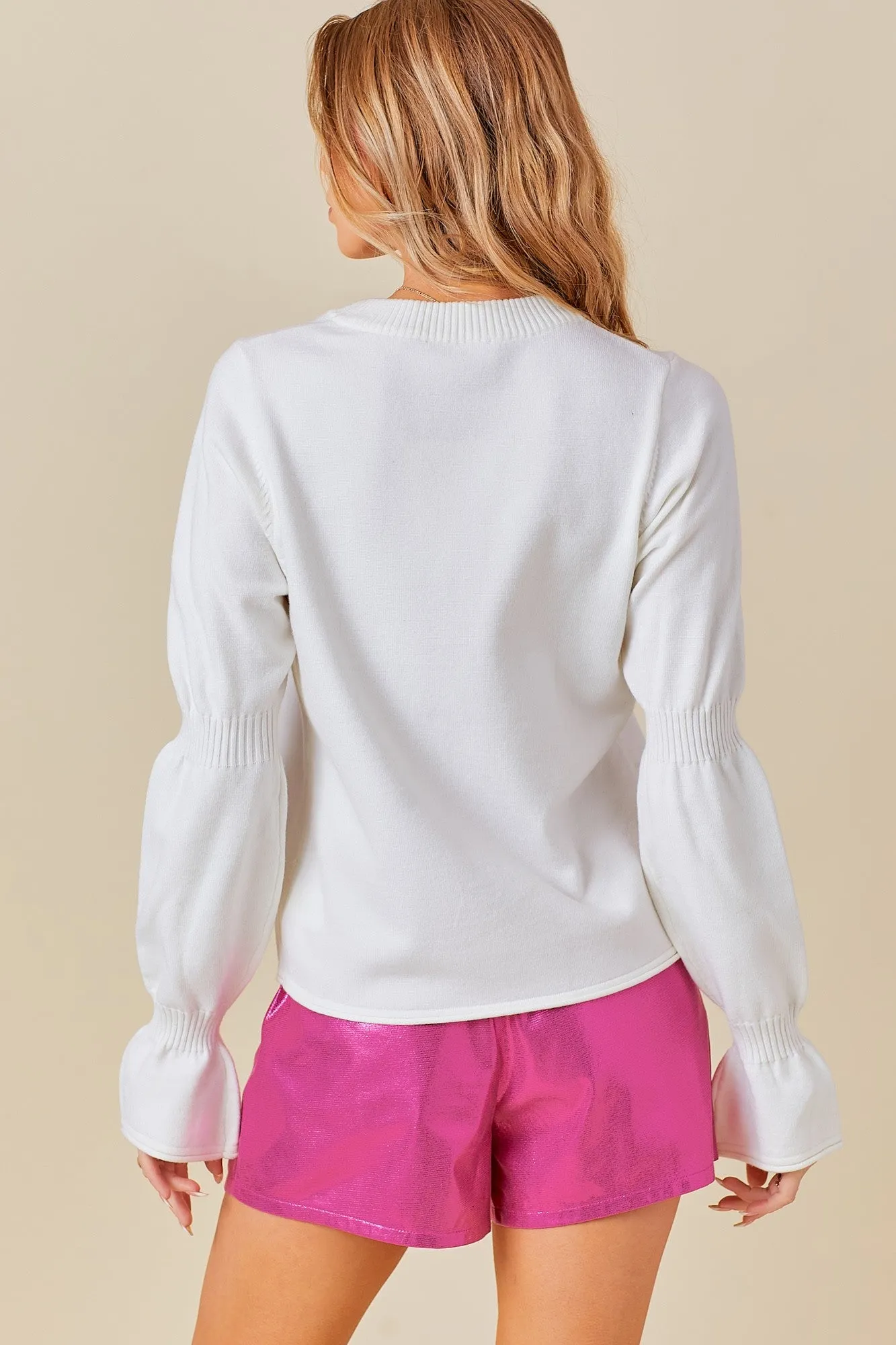 Cassius Bubble Sleeve Sweater Ivory