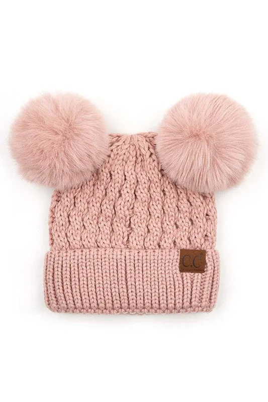 CC KNIT DOUBLE POM BEANIE