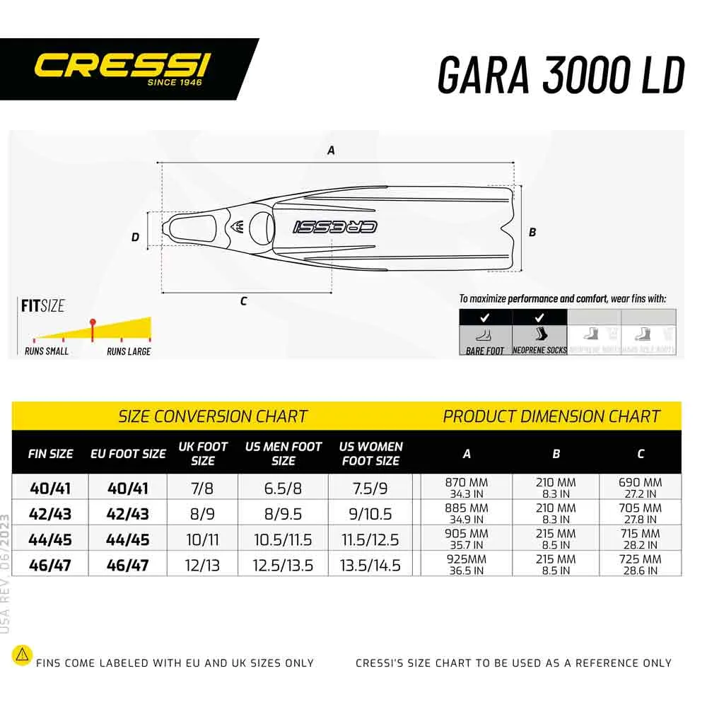 Cressi Gara 3000 LD Freedive Fins