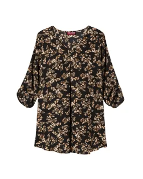 Cynthia Tunic Woven Blouse | Black / Brown