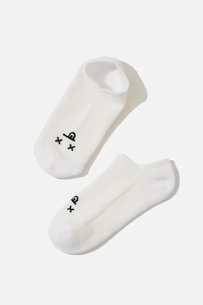 Dead Face Low Rise Socks - White