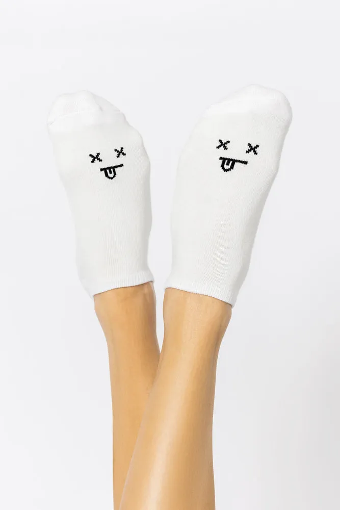 Dead Face Low Rise Socks - White