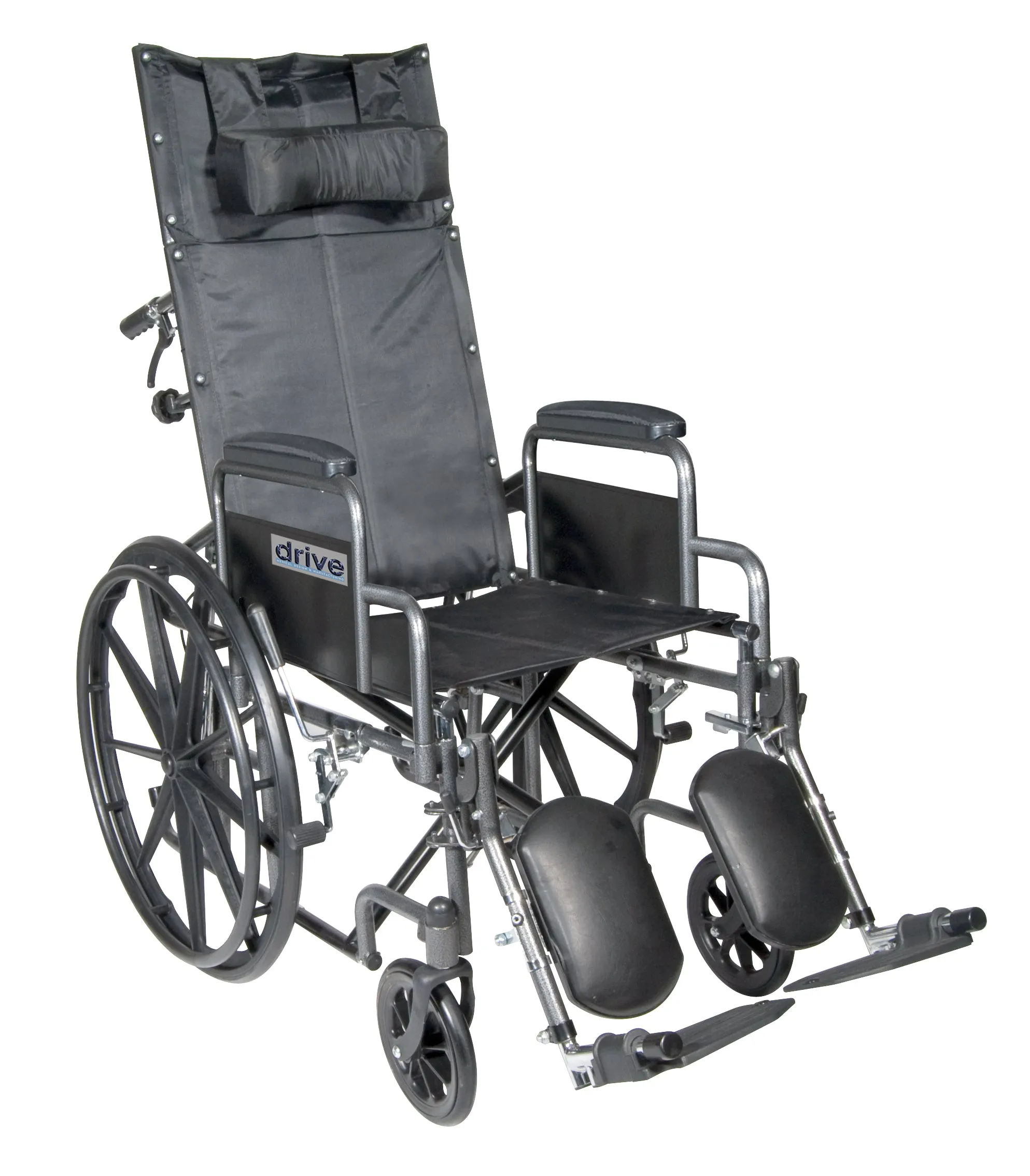 Drive Medical ssp16rbdda Silver Sport Reclining Wheelchair with Elevating Leg Rests, Detachable Desk Arms, 16" Seat